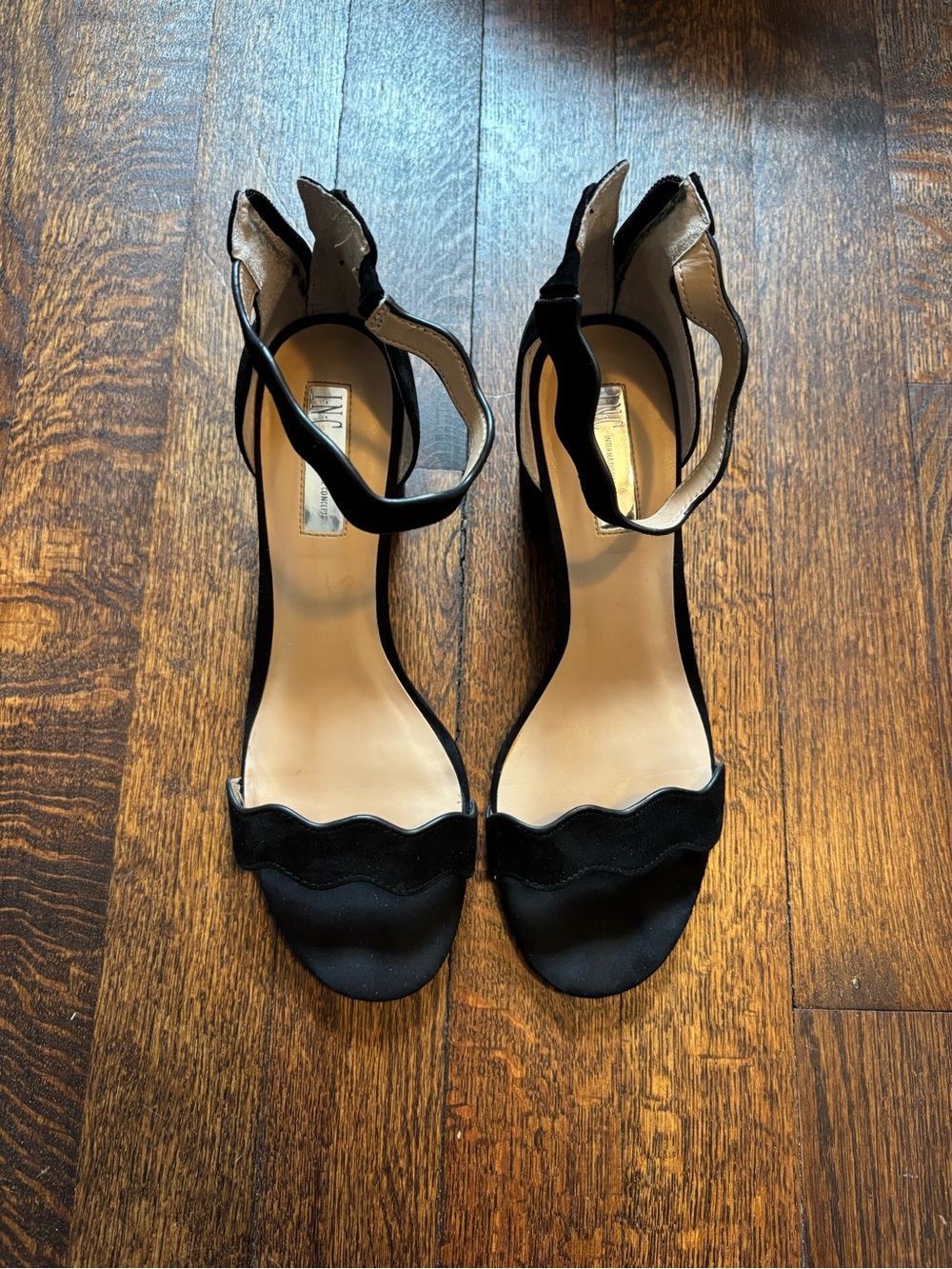 INC Women’s Size 11 Black Scalloped Ankle-Strap Women's Heels